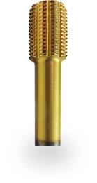 Gold-colored carbide thread milling cutter bit.