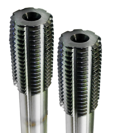 Two steel screw-cutting taps for machining internal threads.