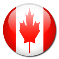 Glossy circular icon featuring the Canadian flag.