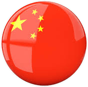 Glossy, circular icon featuring the Chinese national flag.